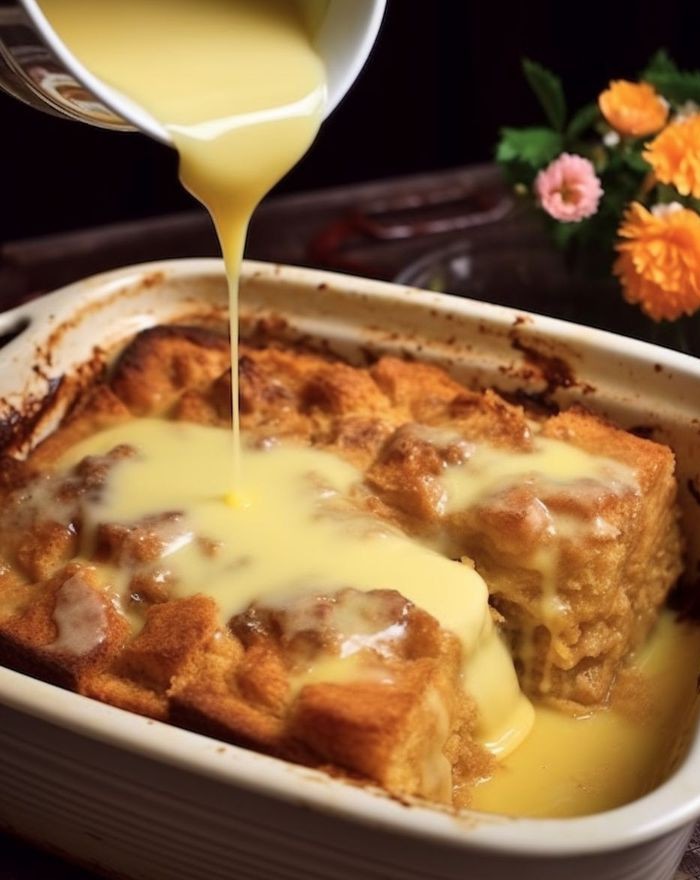 Bread Pudding in Casserole with Vanilla Sauce new york times recipes