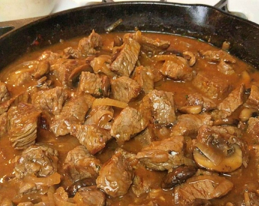 Liquefy In Your Mouth Meat Tips with Mushroom Gravy new york times recipes
