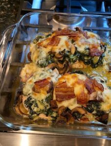 Covered Chicken with Creamed Spinach Bacon And Mushrooms new york times recipes