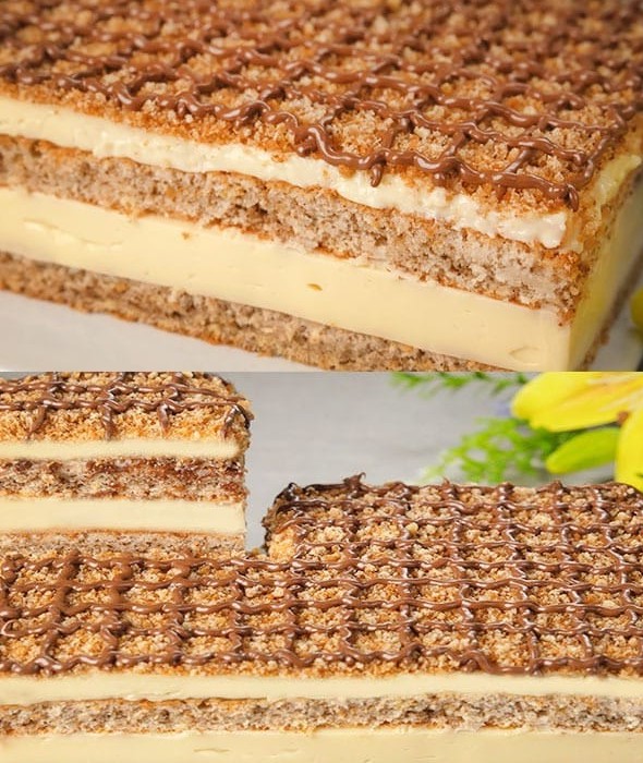 Vanilla Walnut Cake with Creamy Filling