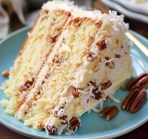 Coconut Cake with Cream Cheese Pecans new york times recipes