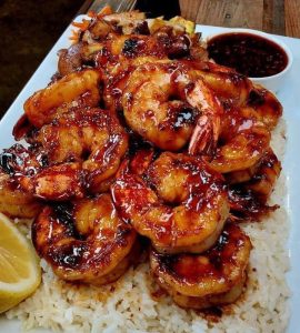 Shrimp Teriyaki Steamed Rice and Veggies For more recipes click here