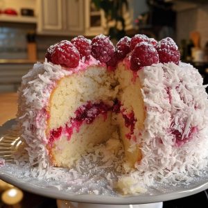 Coconut Raspberry Snowball Cake Recipe new york times recipes