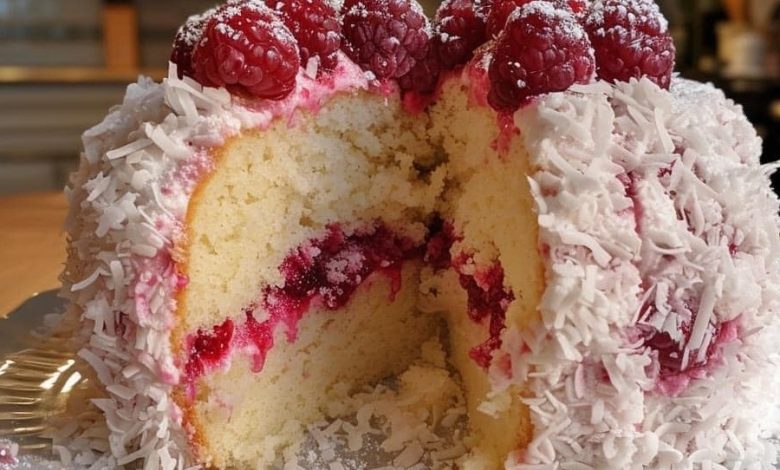 Coconut Raspberry Snowball Cake Recipe new york times recipes