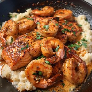 Cajun Salmon and Shrimp with Creamy Parmesan Risotto new york times recipes
