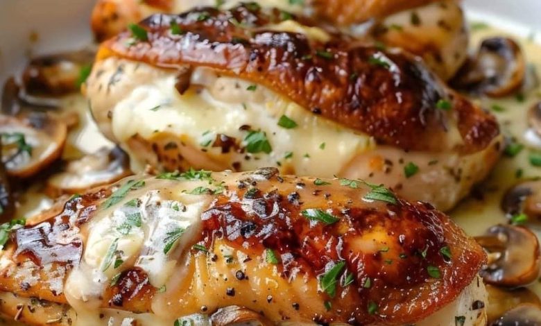 Cheesy Garlic Butter Mushroom Stuffed Chicken new york times recipes