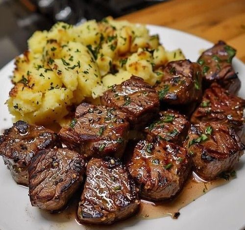 The Perfect Steak Bites with Garlic Butter Mashed Potatoes new york times recipes