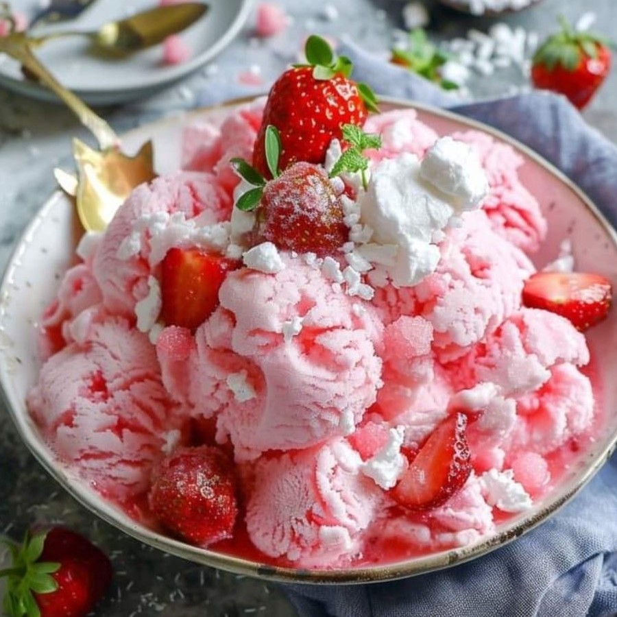 Strawberry Meringue Ice Cream Delight