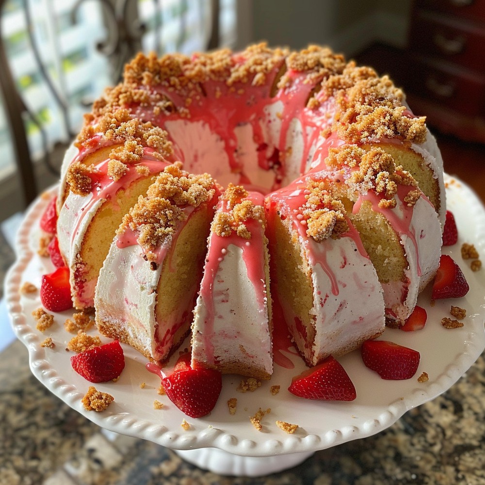 Recipe for Strawberry Crunch Bundt Cake