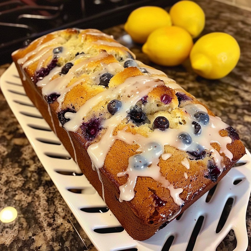 Recipe for Lemon Blueberry Loaf with Lemon Glaze