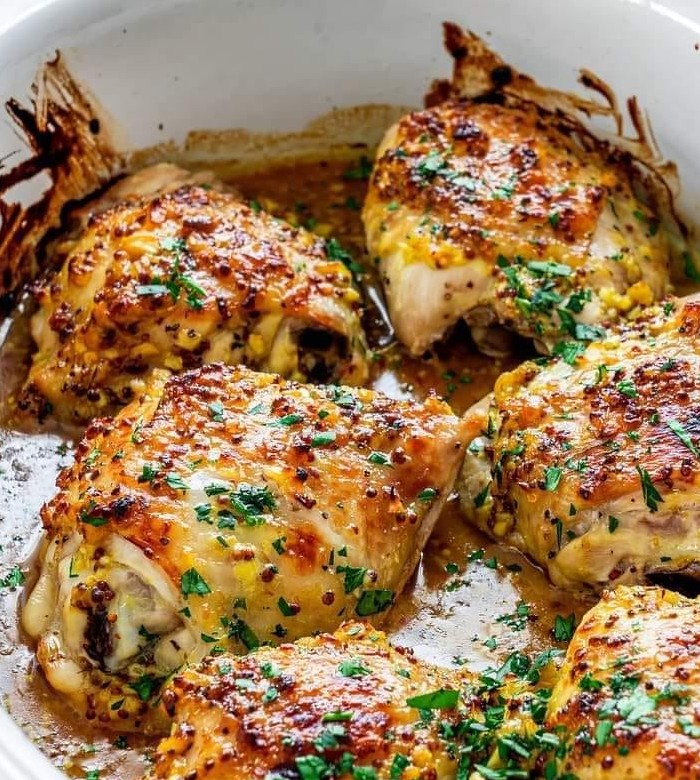 Honey Mustard Baked Chicken Thighs