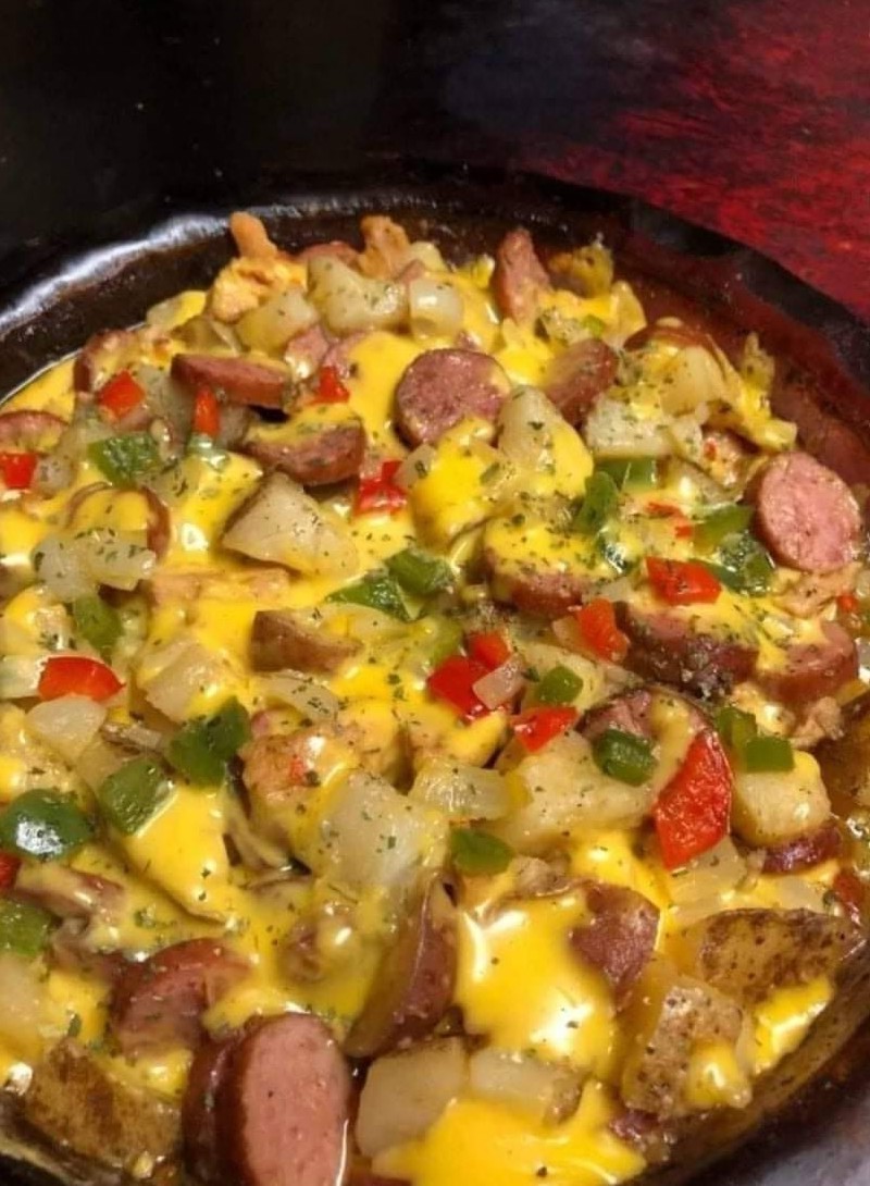 Cheesy Smoked Sausage and Potato Skillet Recipe