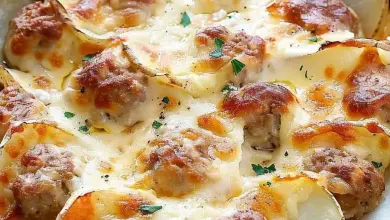 Baked Potato and Meatball Casserole