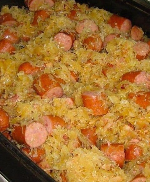 Sausage and Sauerkraut Bake