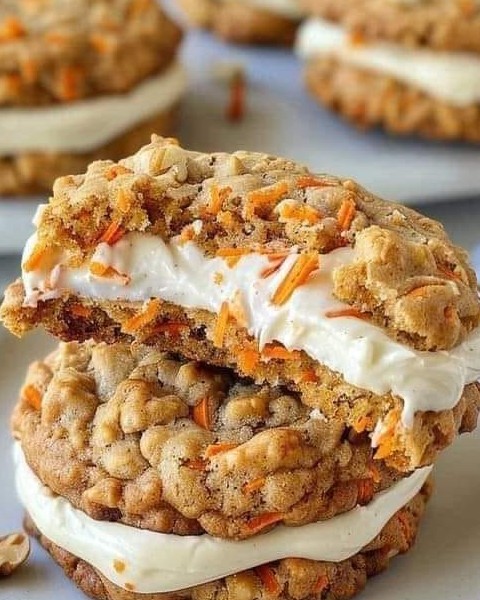 Carrot Cake Cookies with Cream Cheese Filling