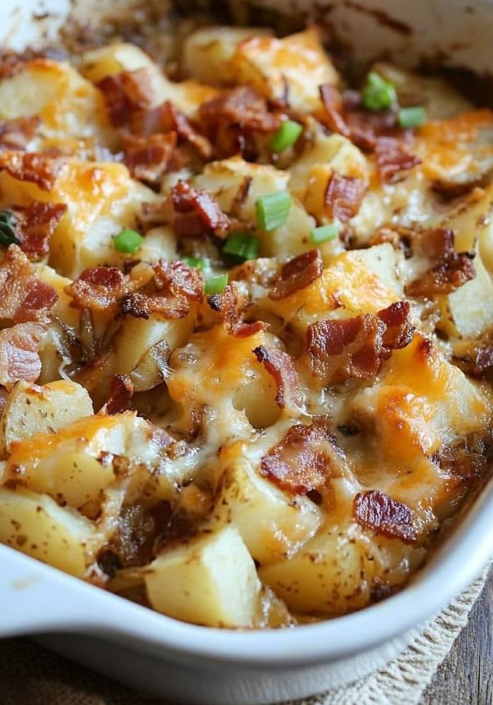 Cheesy Potato Bake with Crispy Bacon Recipe