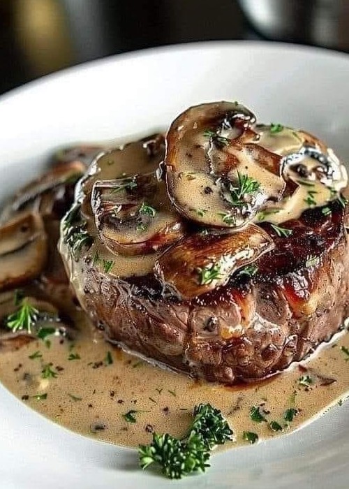 Filet Mignon with Creamy Mushroom Sauce