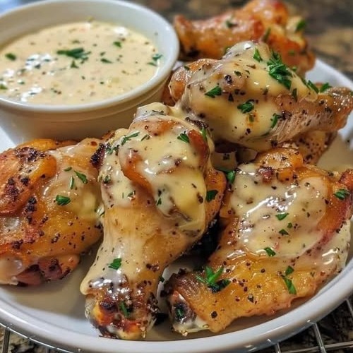 Creamy Garlic Parmesan Chicken Wings