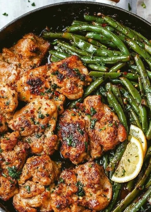 Lemon Garlic Butter Chicken and Green Beans 