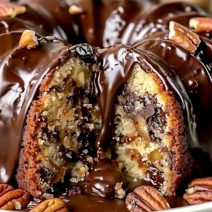 Decadent German Chocolate Pecan Pound Cake Delight