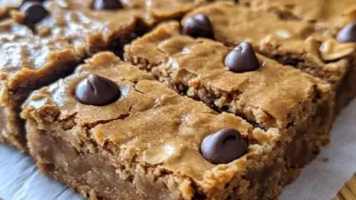 Healthy Peanut Butter Greek Yogurt Breakfast Blondies