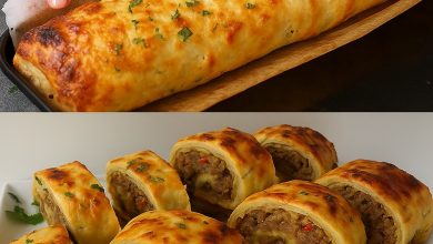 Savory Ground Beef & Cheese Puff Pastry Roll