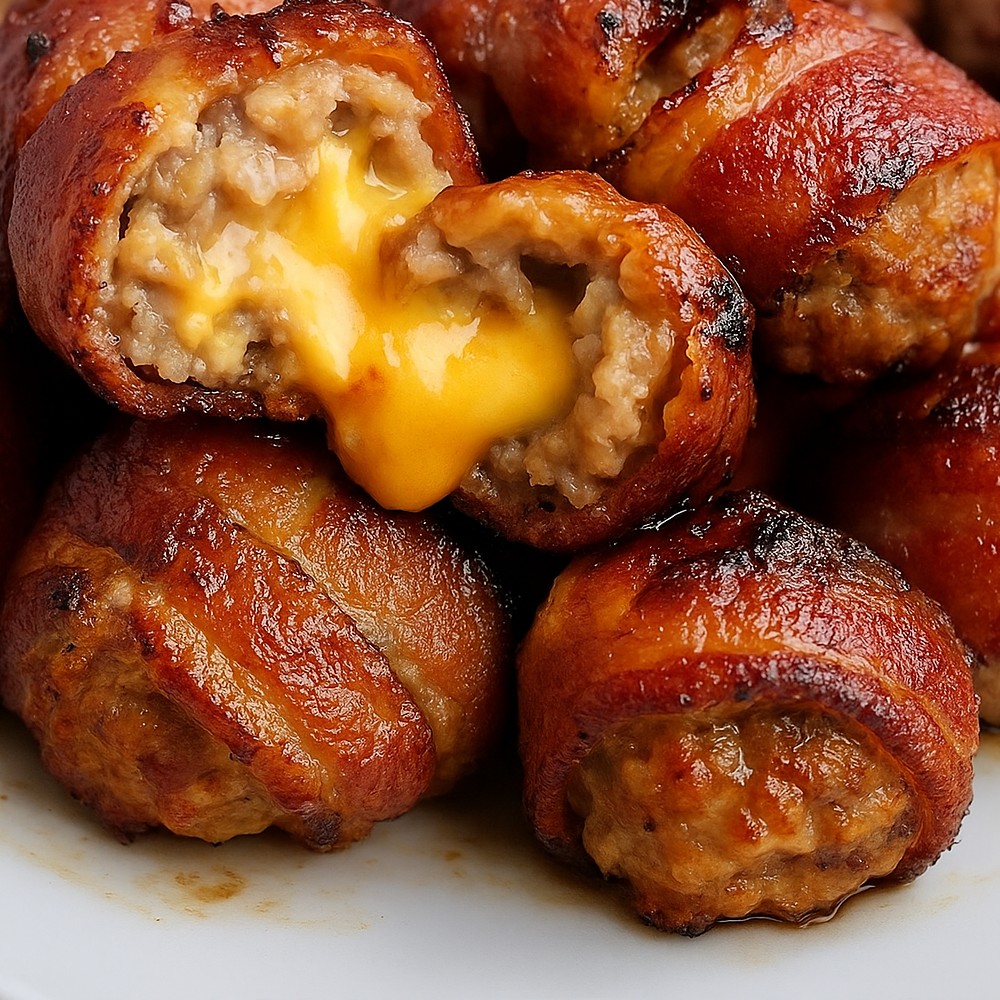 Cheddar-Stuffed BBQ Bacon Bombs