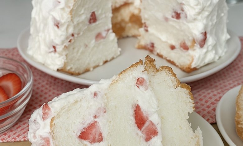Strawberry Angel Food Cream Cake