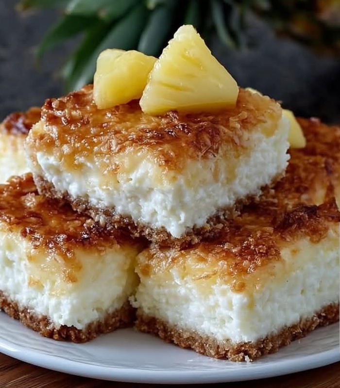 Pineapple Coconut Cheesecake Bars