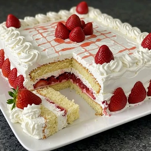 Classic Homemade Strawberry Cake
