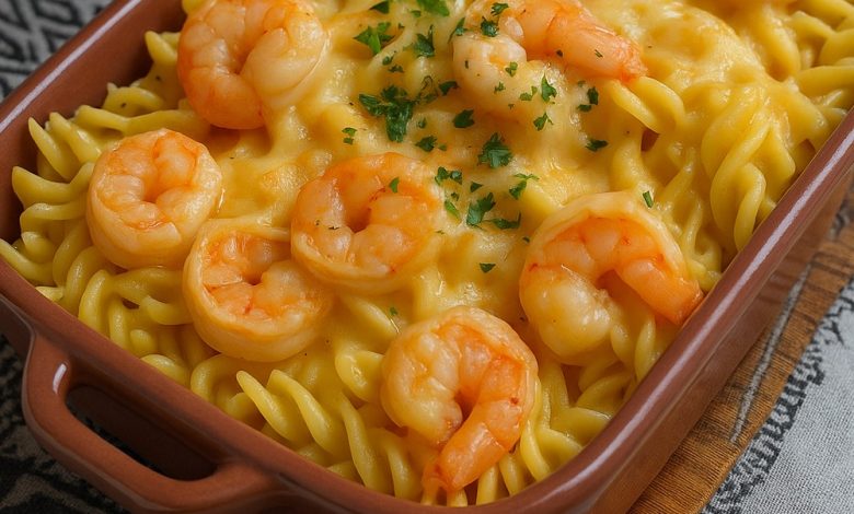 Cheesy Shrimp Scampi Pasta Bake