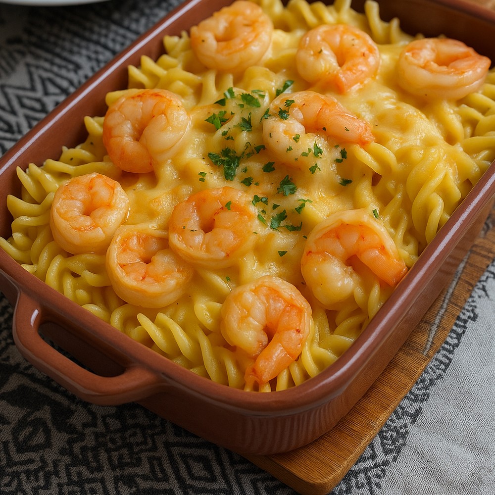 Cheesy Shrimp Scampi Pasta Bake