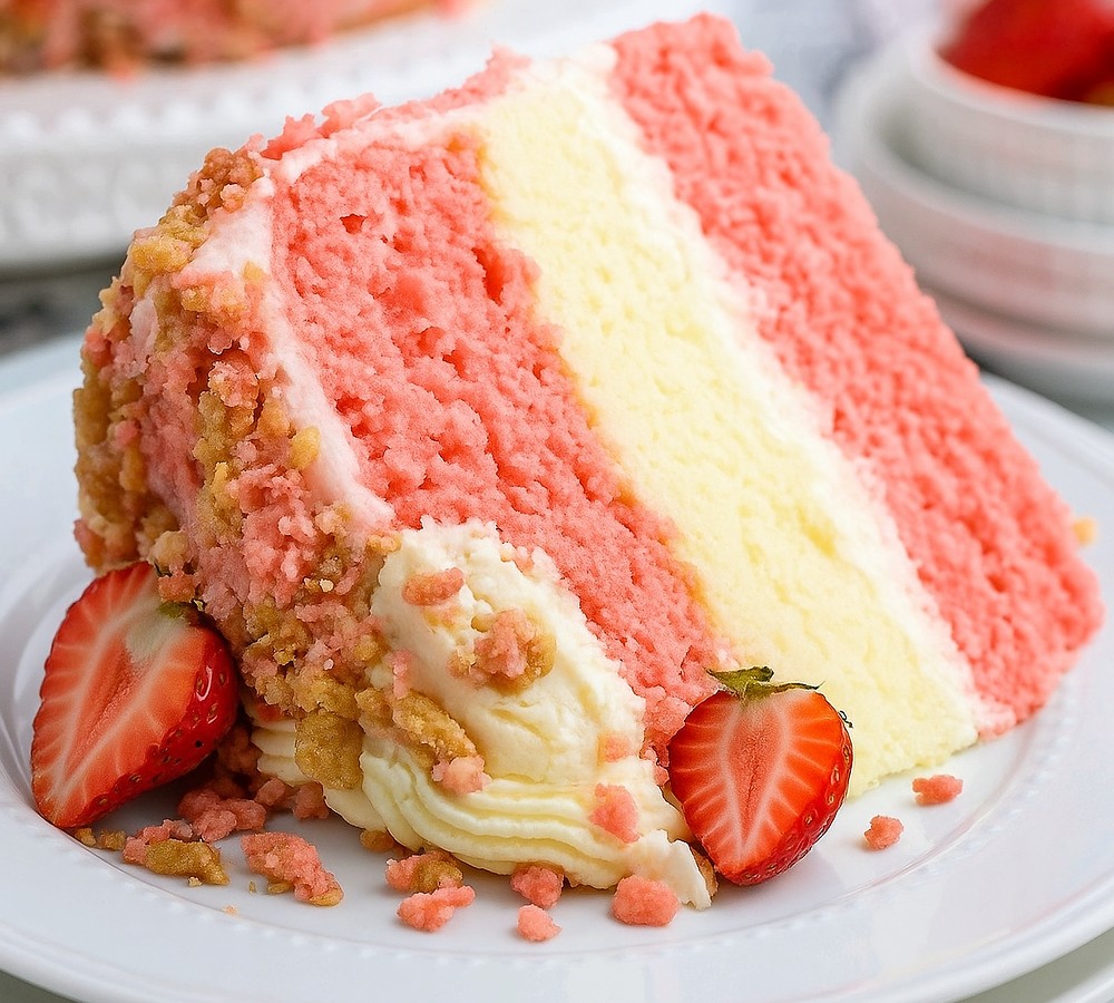 Strawberry Shortcake Cheesecake Cake
