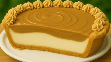 Amish Peanut Butter Cream Pie with creamy peanut butter topping and silky custard filling
