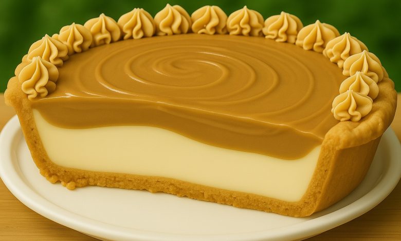 Amish Peanut Butter Cream Pie with creamy peanut butter topping and silky custard filling