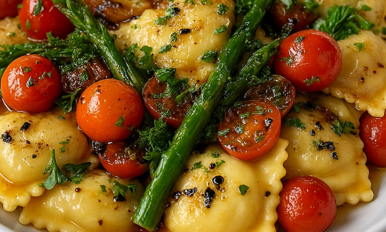 Ravioli with Tomatoes and Asparagus