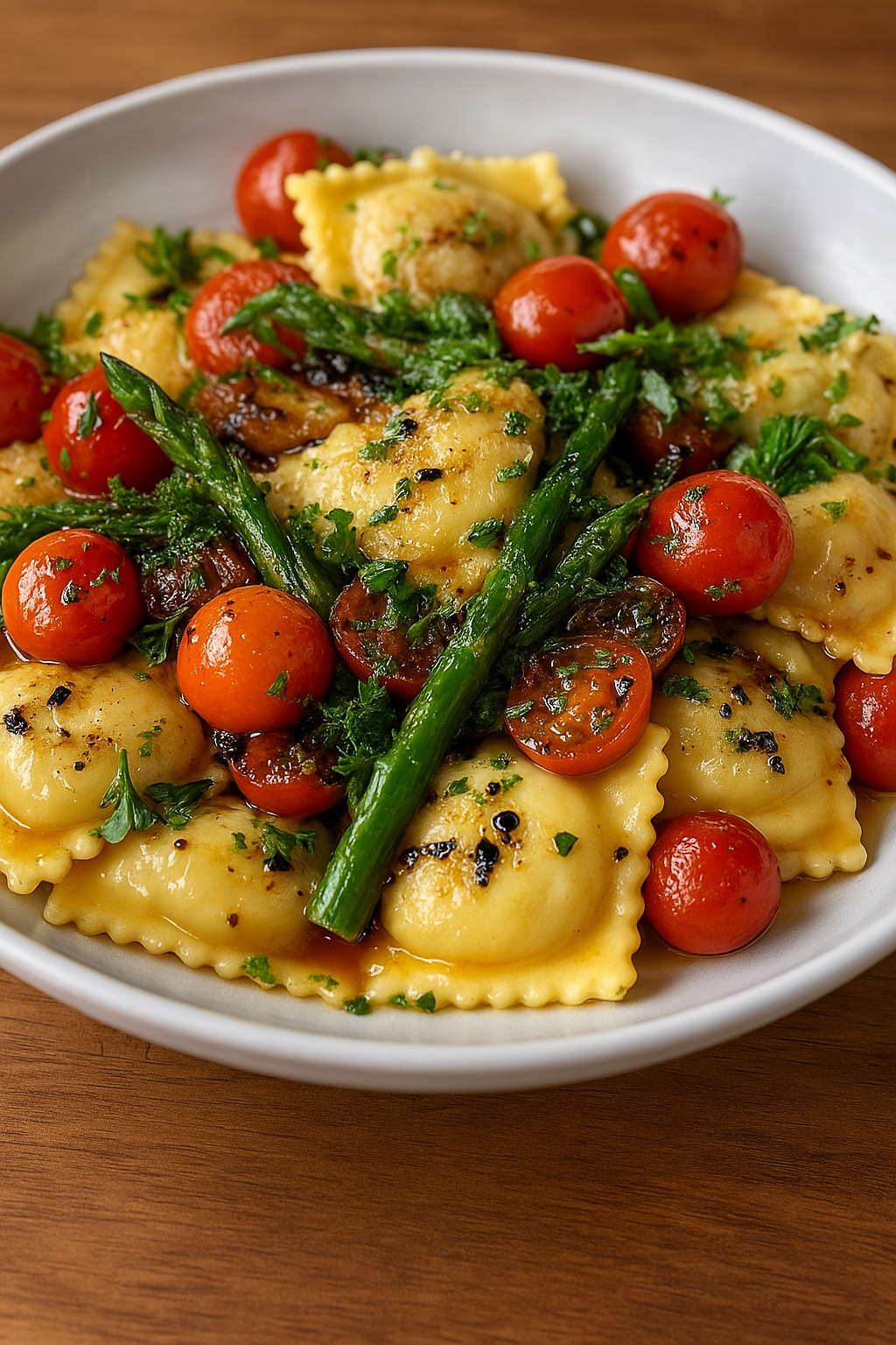 Ravioli with Tomatoes and Asparagus