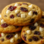 Soft-Baked White Chocolate Cranberry Cookies on a plate