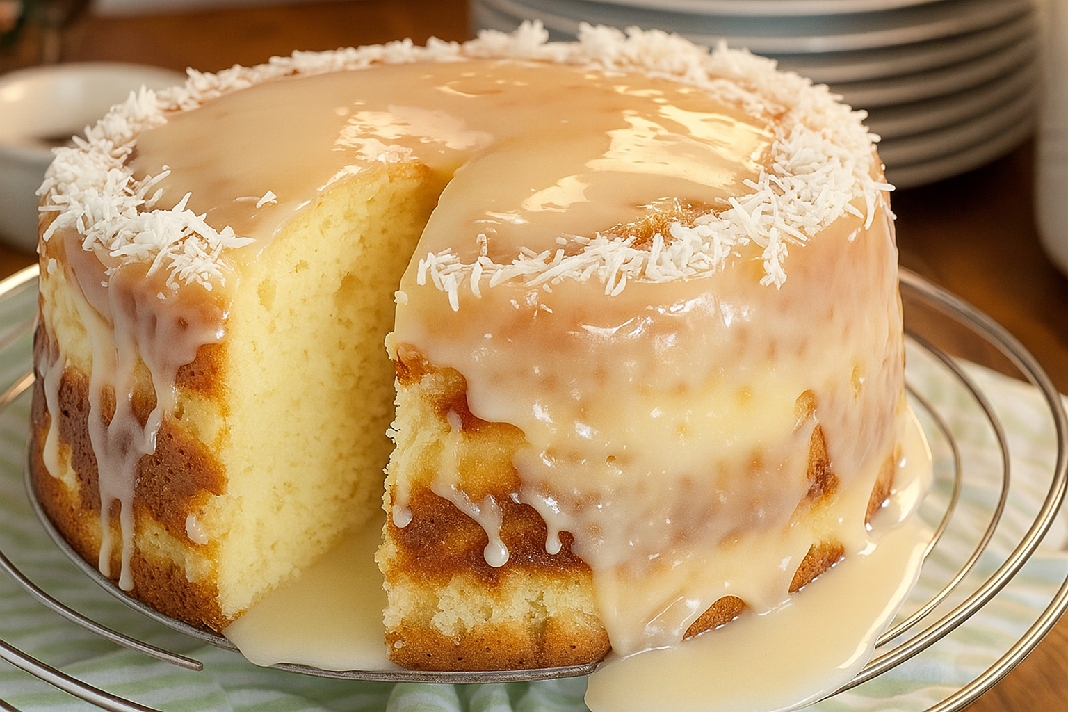 pina colada pound cake with tropical pineapple glaze and shredded coconut