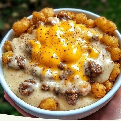 Tater Tot Breakfast Bowl with Sausage Gravy