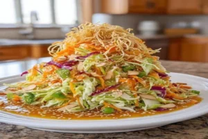 Asian Cabbage Slaw with Sesame Dressing – crunchy cabbage salad with almonds and sesame seeds