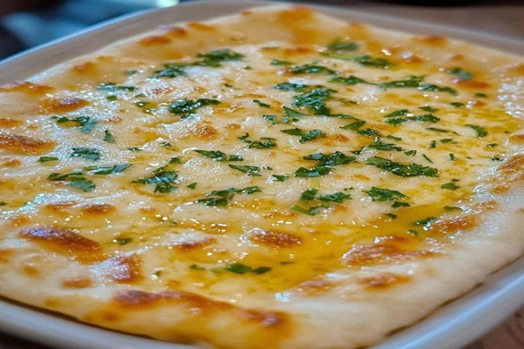 Cheesy Garlic Butter Flatbread Recipe baked golden with parsley and garlic butter.