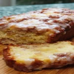 Cinnamon Swirl Apple Fritter Bread with glaze and cinnamon topping