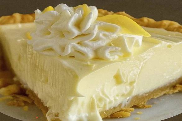 Cream cheese lemonade pie with graham cracker crust and whipped cream topping