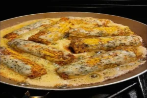 Garlic Butter Corn on the Cob with melted cheese and parsley