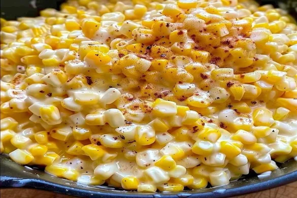 Honey Butter Skillet Corn in a skillet topped with paprika
