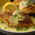 Lemon Pecorino Crusted Chicken with Creamy Lemon Sauce Recipe