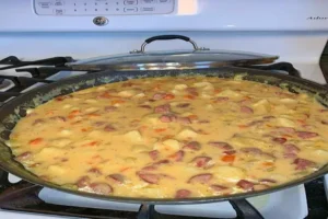 Potato Kielbasa Soup with smoked sausage, potatoes, and cheese