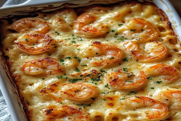 Shrimp Scampi Bake in creamy garlic butter with cheese