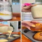 fluffy yogurt muffins without baking powder in muffin tin and hand-held
